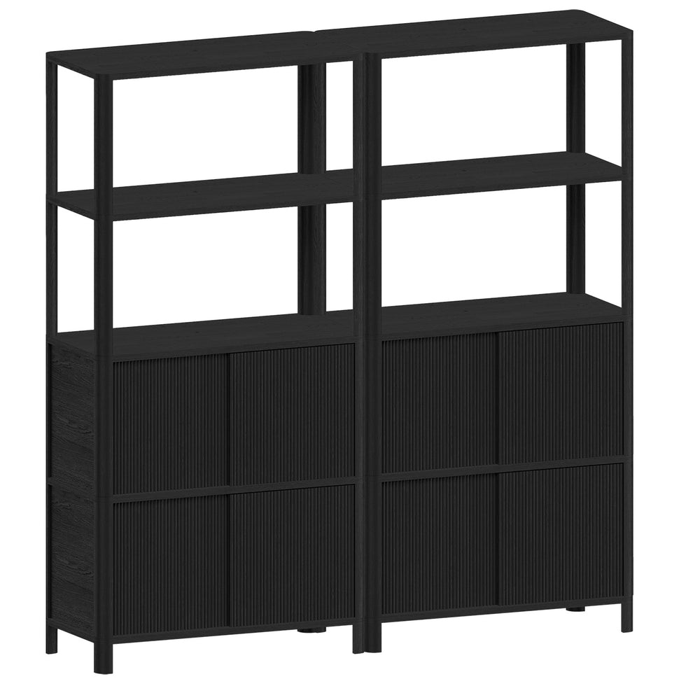 Cloe Modular Shelving System · Black · Black Wooden Doors