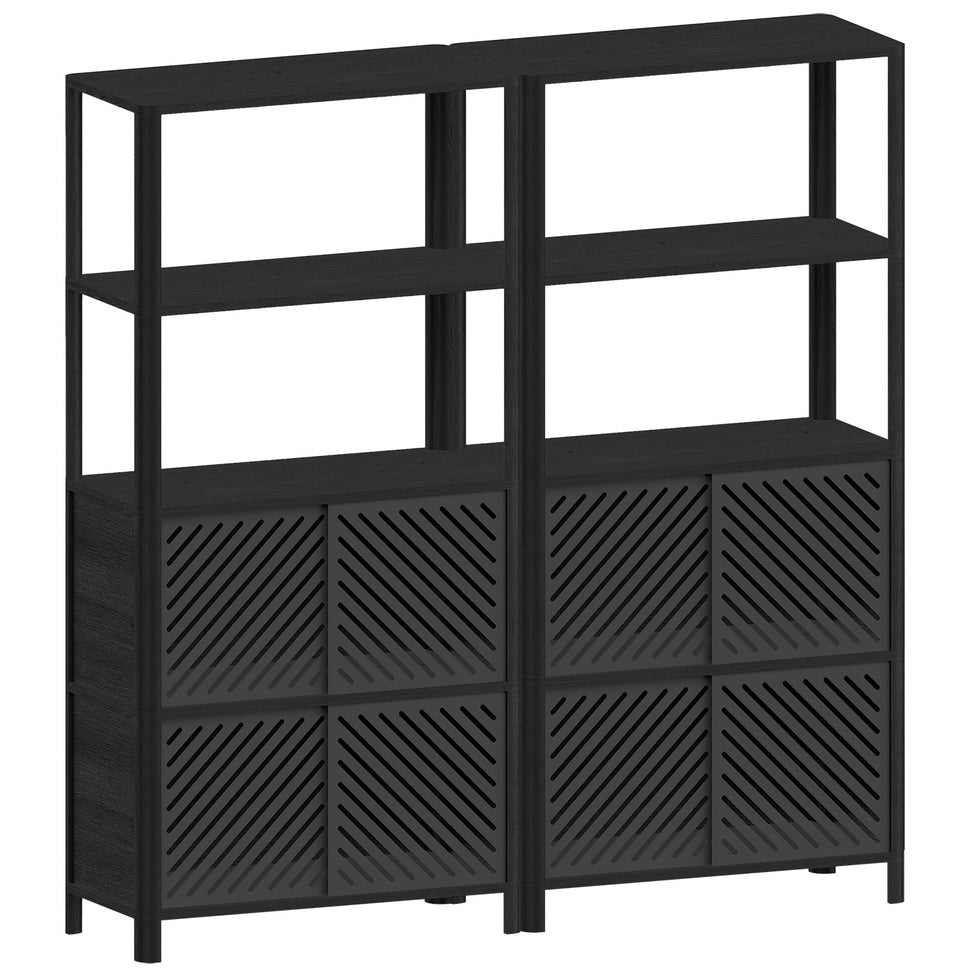 Cloe Modular Shelving System · Black · Black Metal Doors