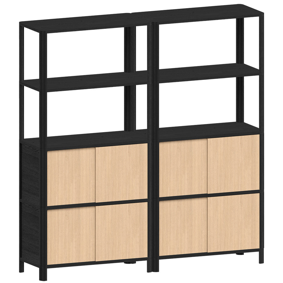 Cloe Modular Shelving System · Black · Wooden Doors