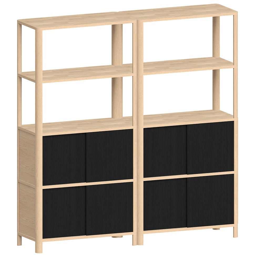 Cloe · Séparateur de pièce en chêne avec portes noires