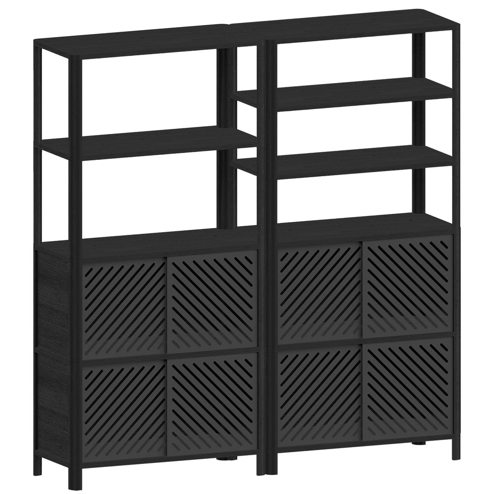 Cloe · Schwarzes Regal (zwei Einheiten) mit schwarzen Metalltüren