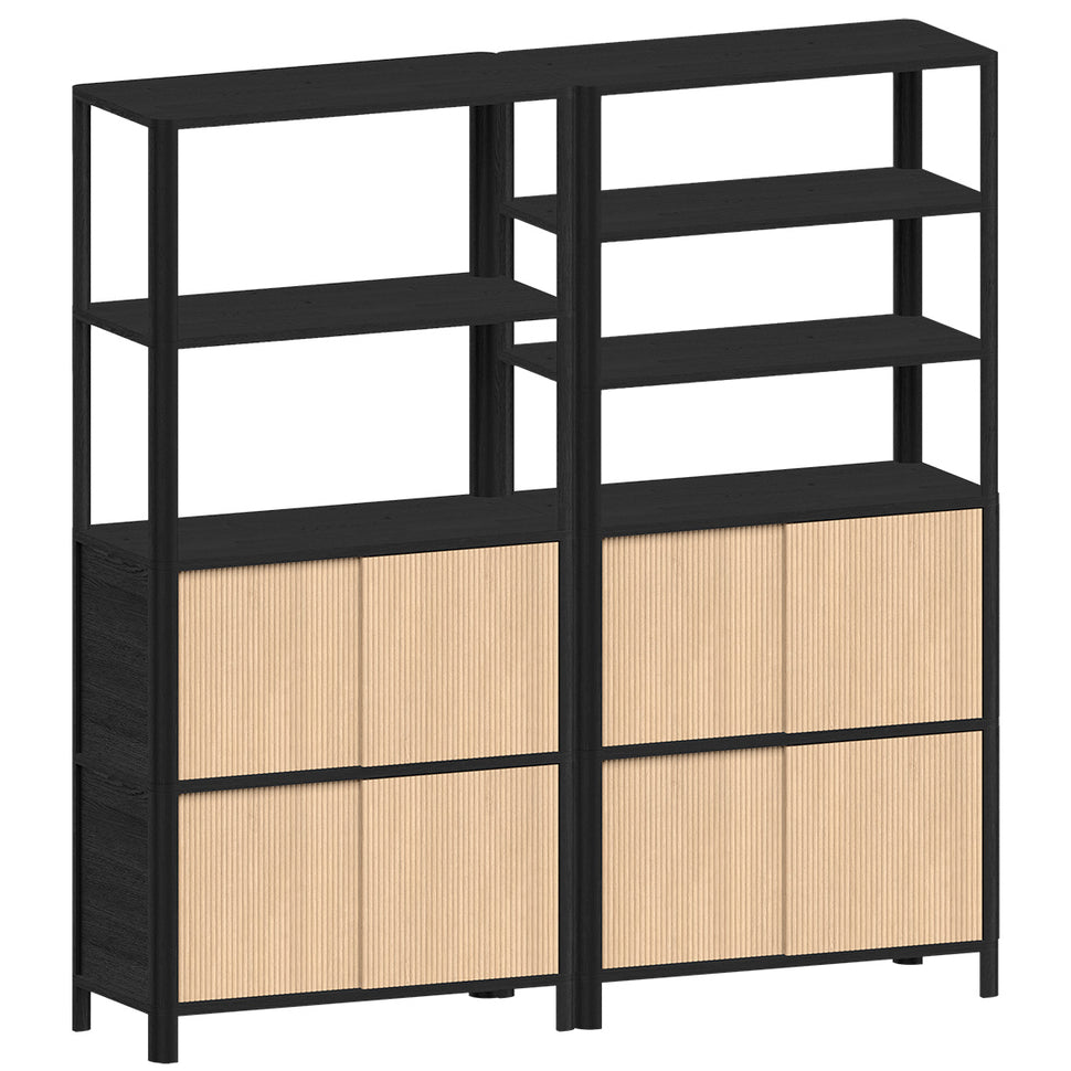 Cloe Wide Bookcase · Black · Wooden Doors