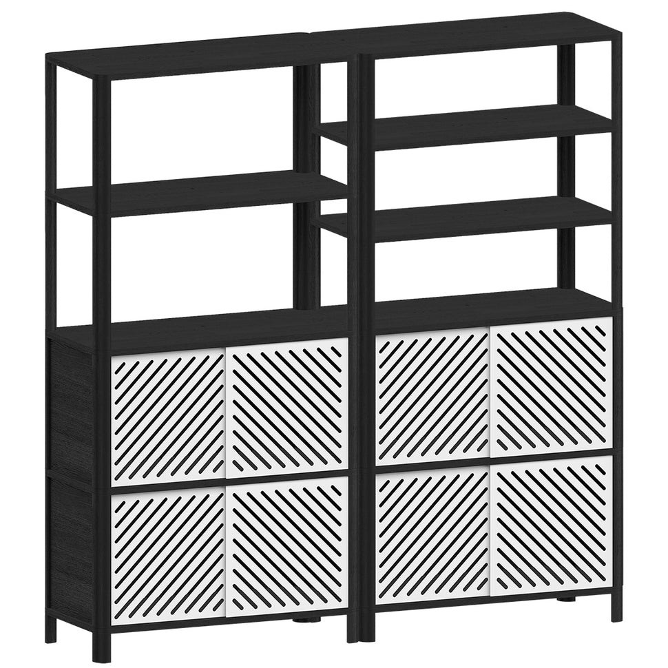Cloe · Schwarzes Regal (zwei Einheiten) mit weißen Metalltüren