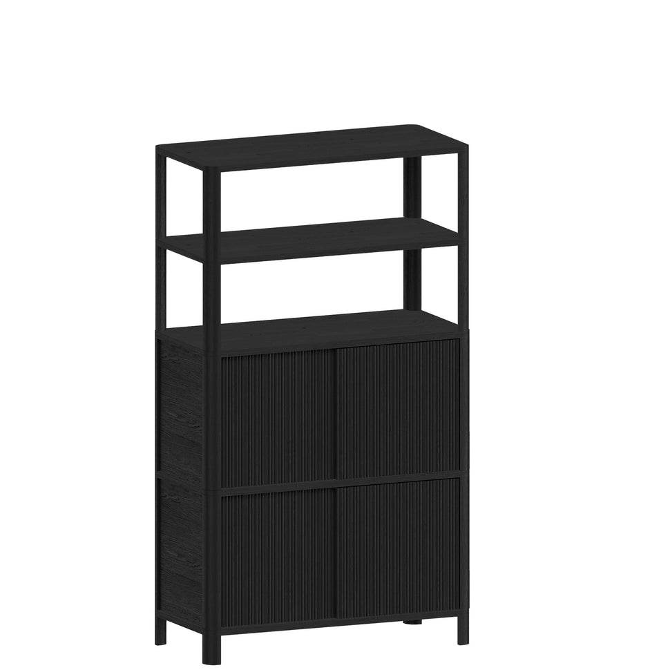 Cloe Modular Bookcase · Black · Black Wooden Doors