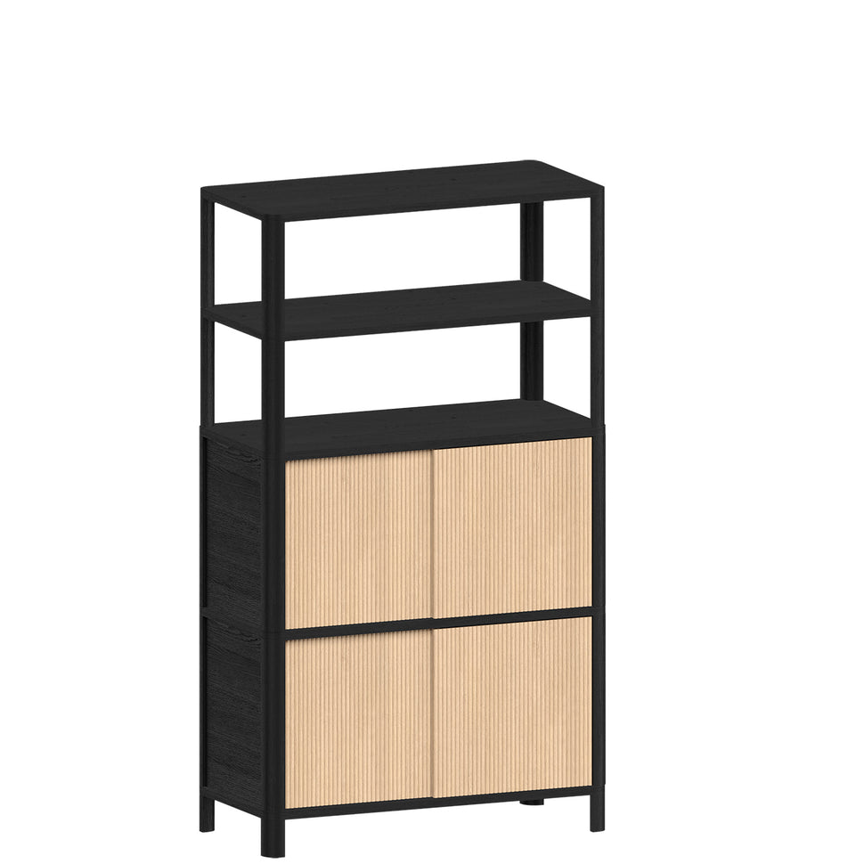 Cloe Modular Bookcase · Black · Wooden Doors