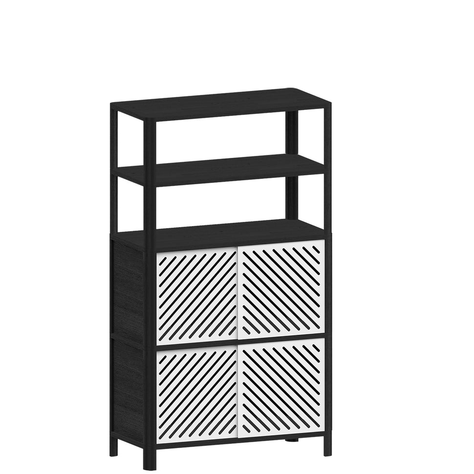 Cloe Modular Bookcase · Black · White Metal Doors