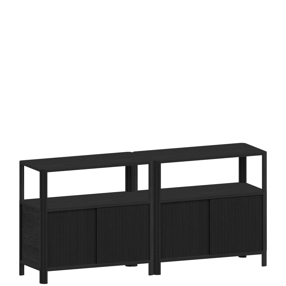 Cloe Black Shoe Storage with Black Wooden Doors
