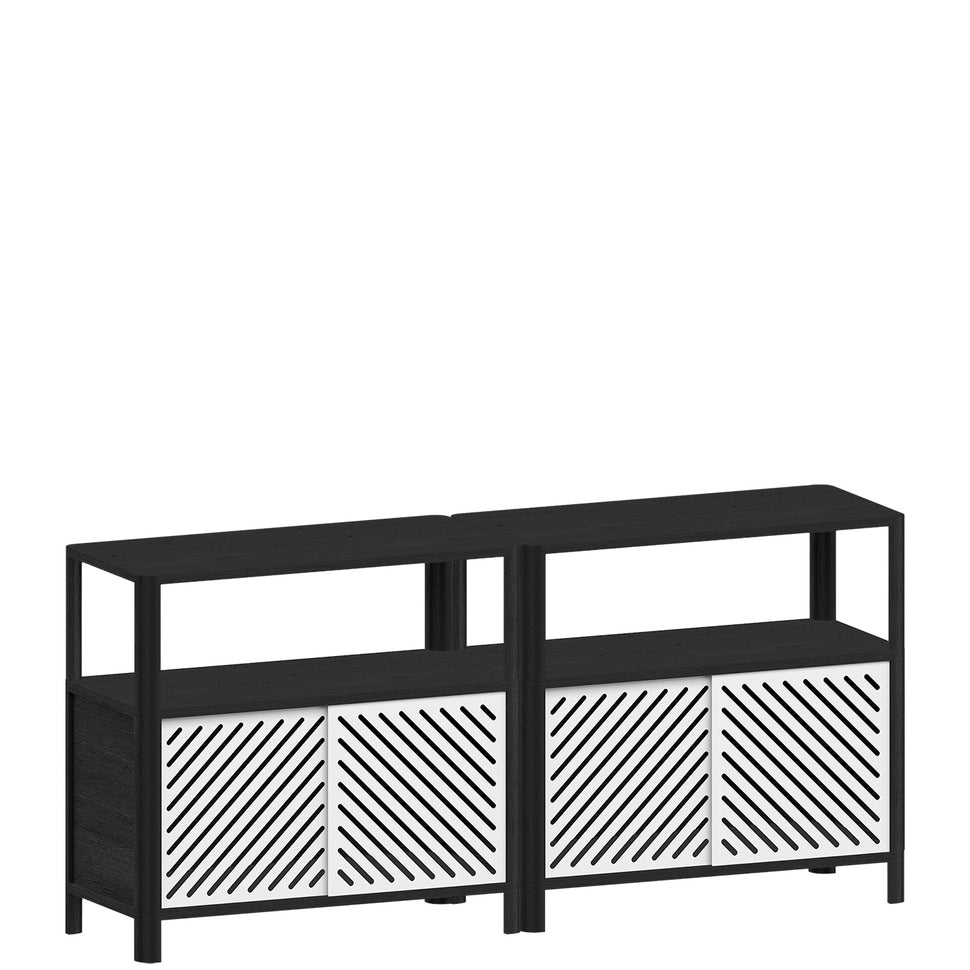 Cloe Low Sideboard · Black · White Metal Doors