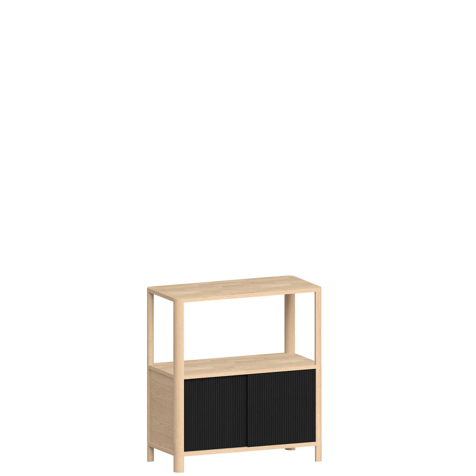 Cloe Small Sideboard · Oak · Black Wooden Doors
