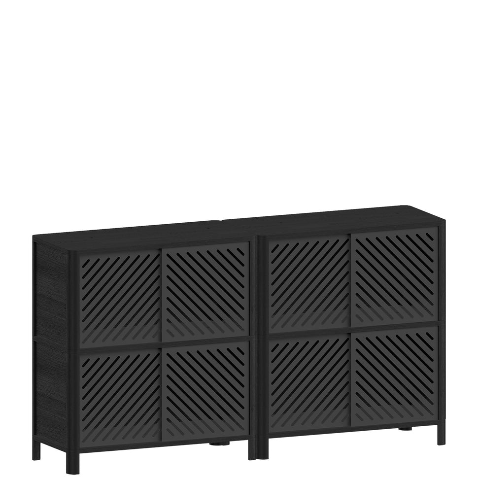 Cloe Modulares Sideboard · Eiche schwarz · Metalltüren schwarz