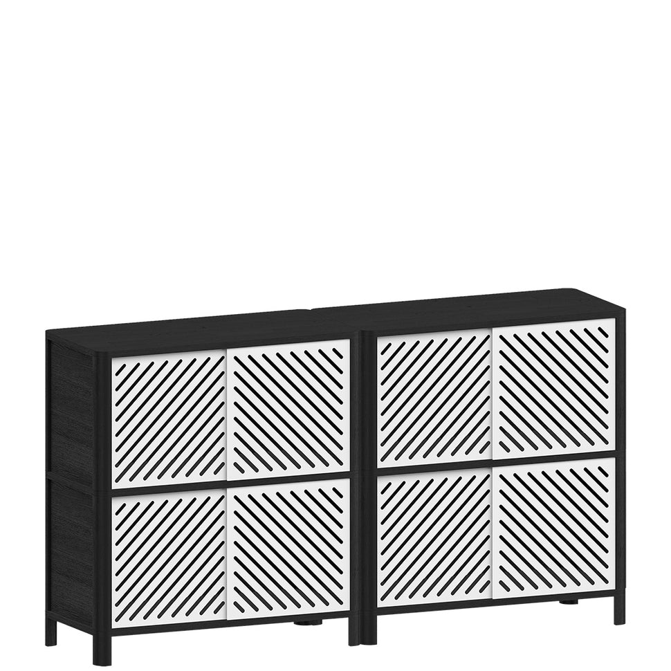 Cloe Buffet modulable · Chêne noir · Portes en métal blanc