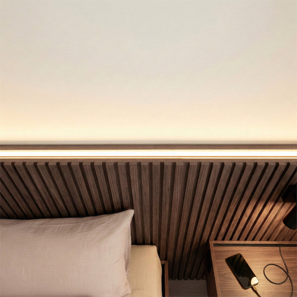 Stoa Cabecero a medida con mesitas flotantes · Nogal Decor - cama 200 cm