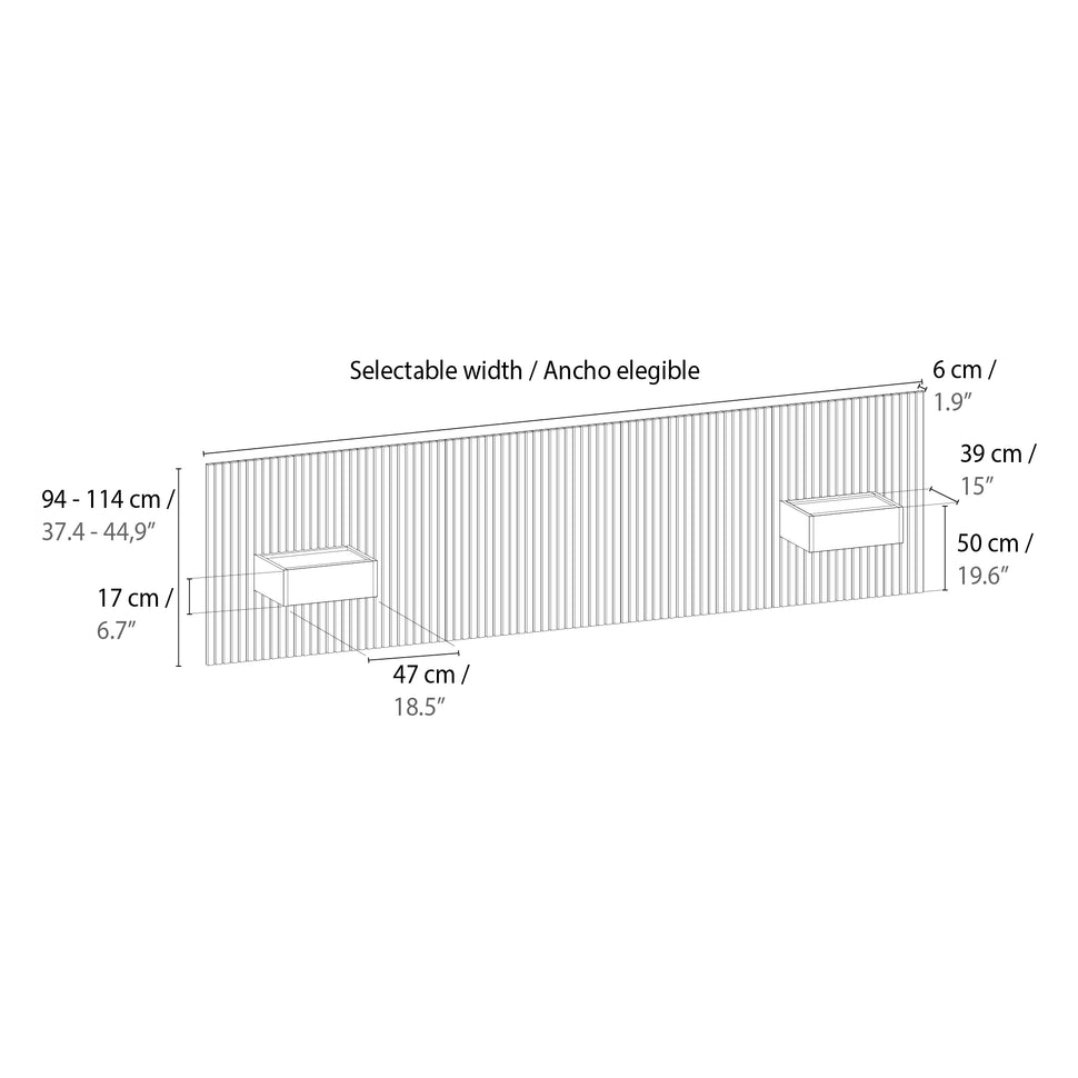 measurements stoa headboard with floating bedside tables