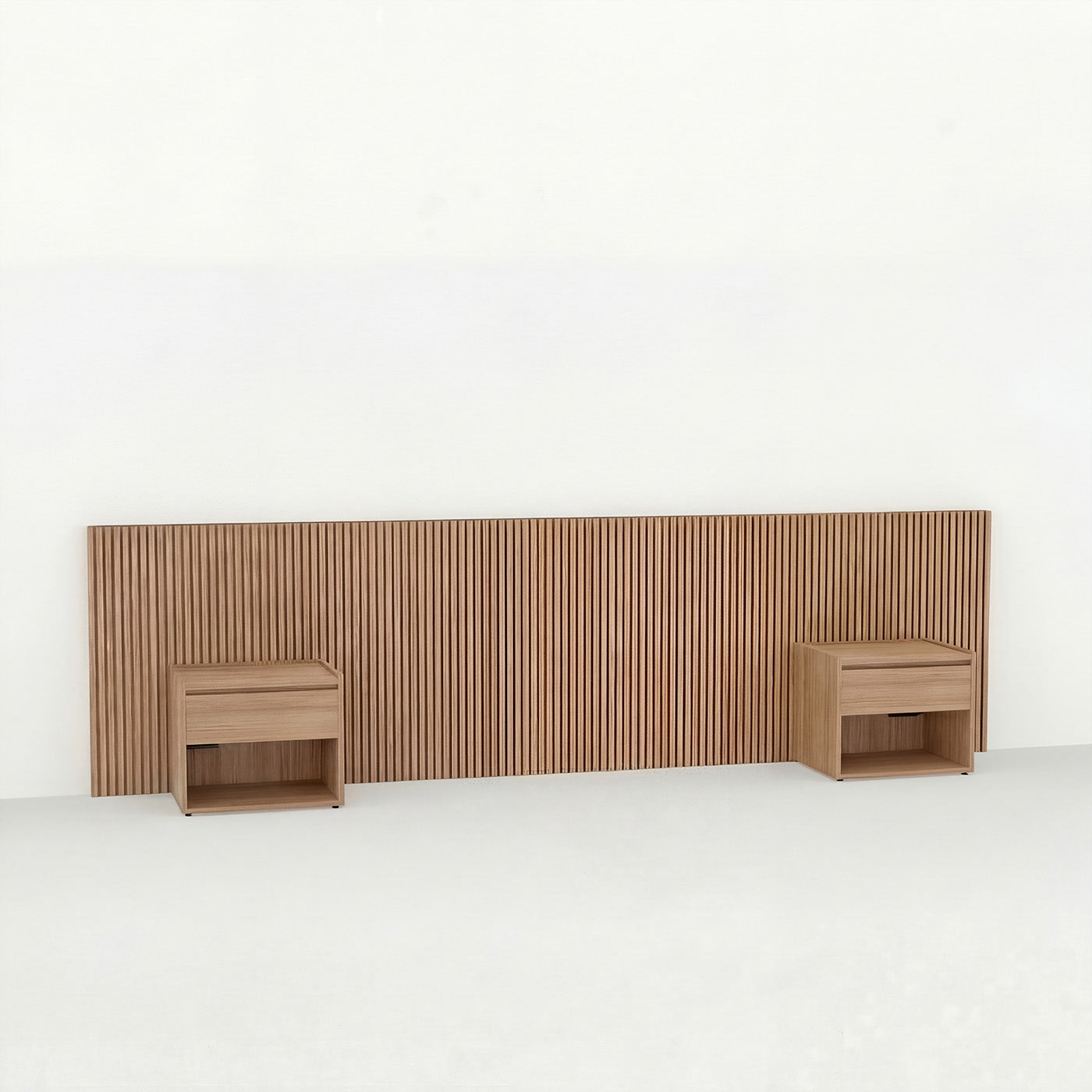 Stoa headboard · Natural Oak, Standard bedside table - 140 cm bed