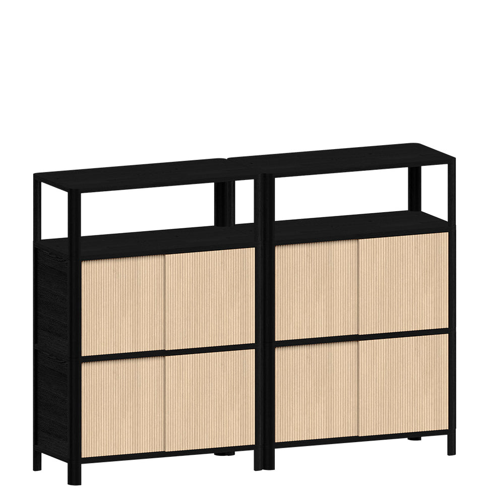 Cloe Modular Storage Unit · Black · White Pigmented Oak Doors