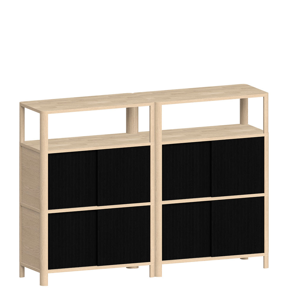 Cloe Modular Storage Unit · White Pigmented Oak · Black Wooden Doors