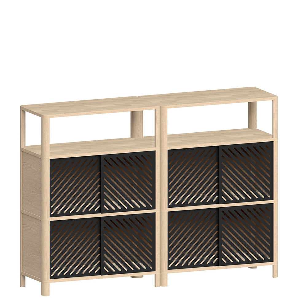Cloe Modular Storage Unit · White Pigmented Oak · Black Metal Doors