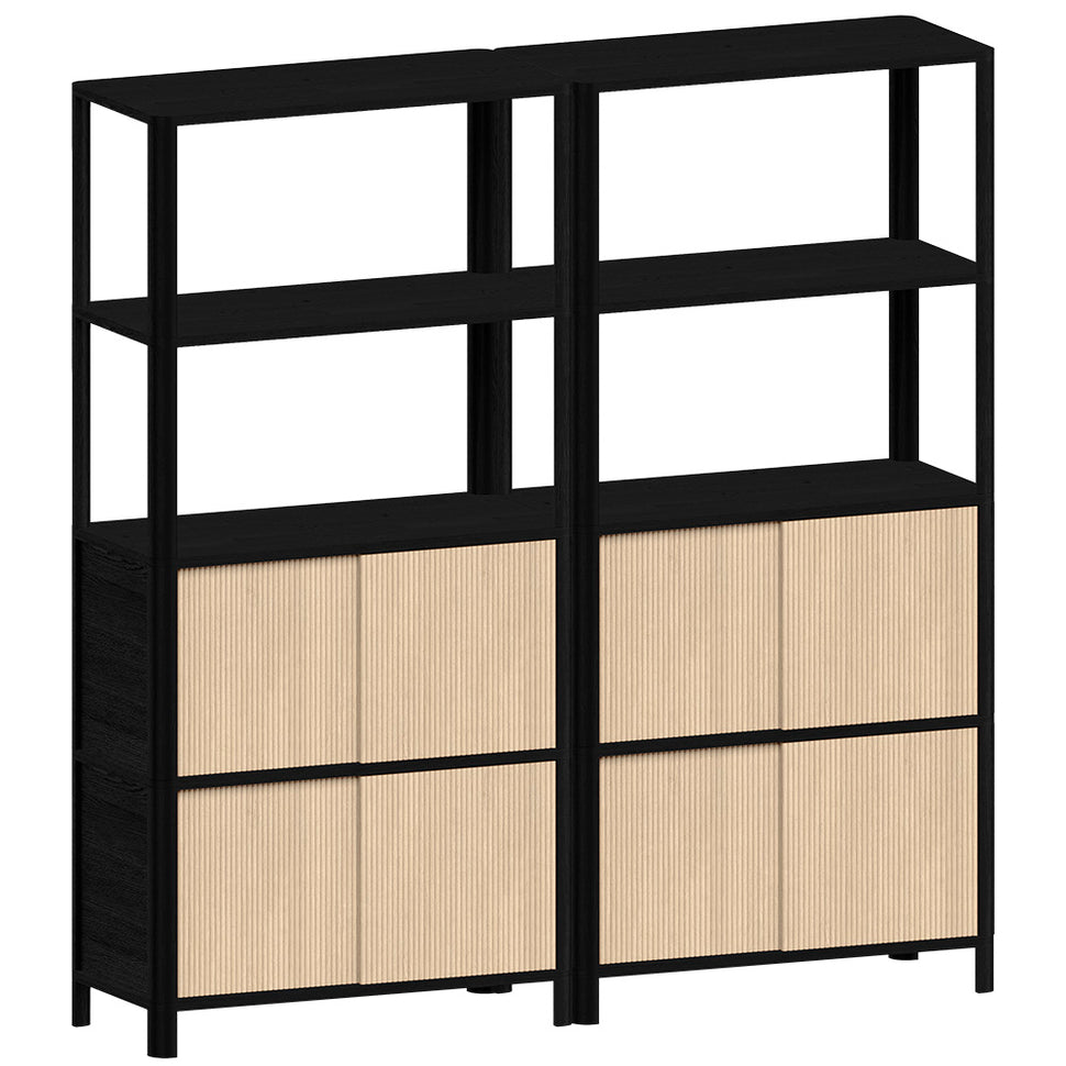 Cloe · Séparateur de pièce noir avec portes en chêne blanchi