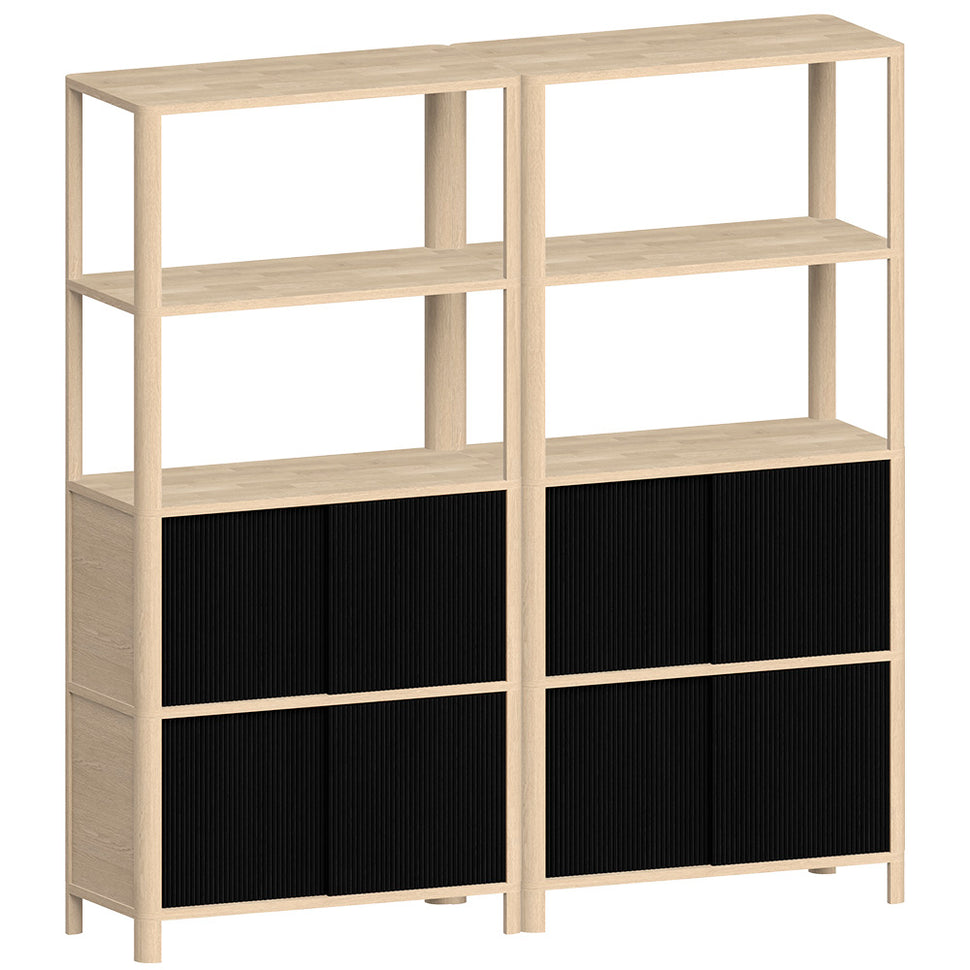 Cloe · Séparateur de pièce en chêne blanchi avec portes noires