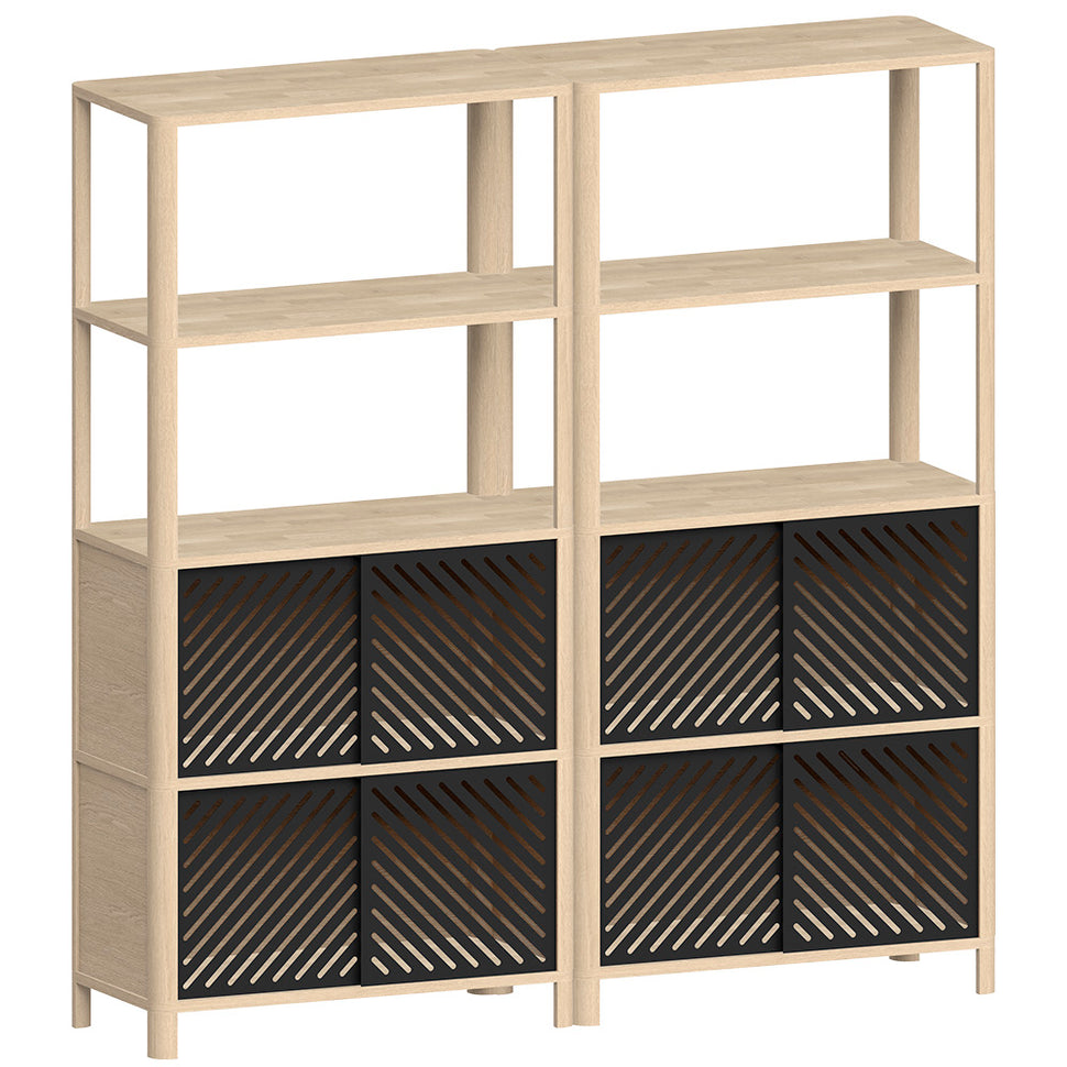Cloe Modular Shelving System · White Pigmented Oak · Black Metal Doors