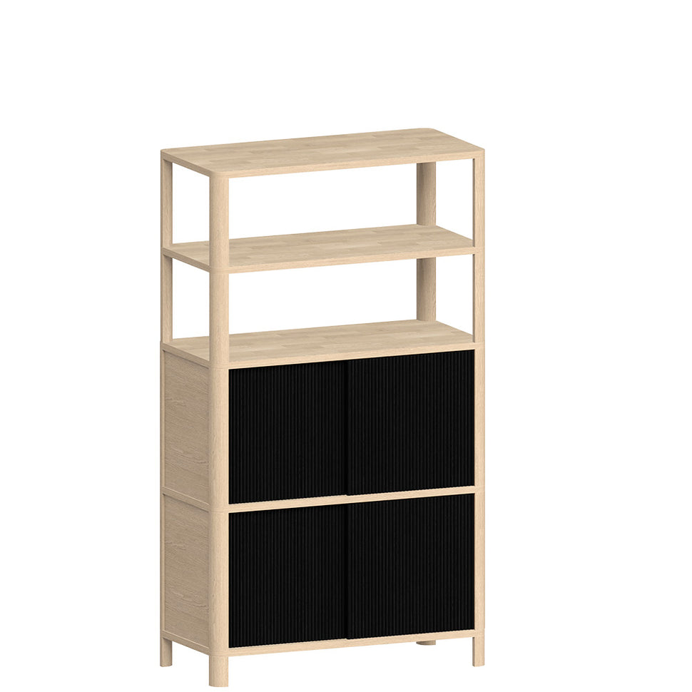 Cloe Modular Bookcase · White Pigmented Oak · Black Wooden Doors