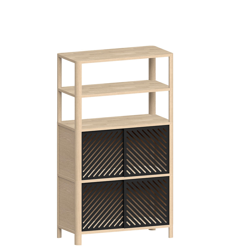 Cloe Modular Bookcase · White Pigmented Oak · Black Metal Doors