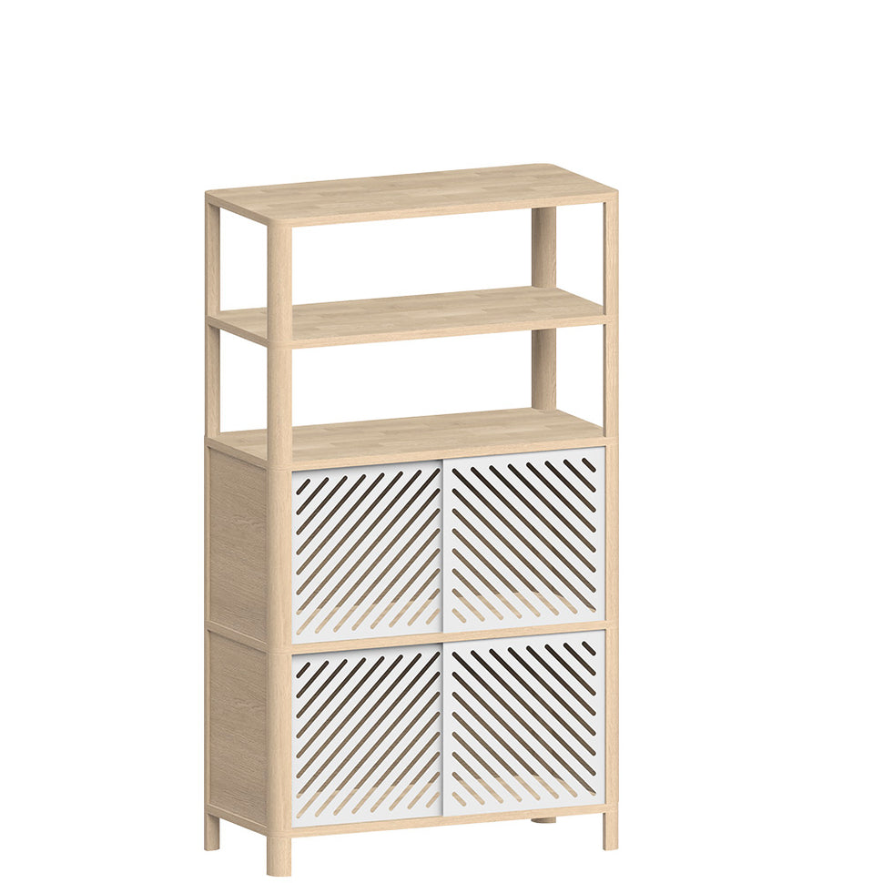 Cloe Modular Bookcase · White Pigmented Oak · White Metal Doors