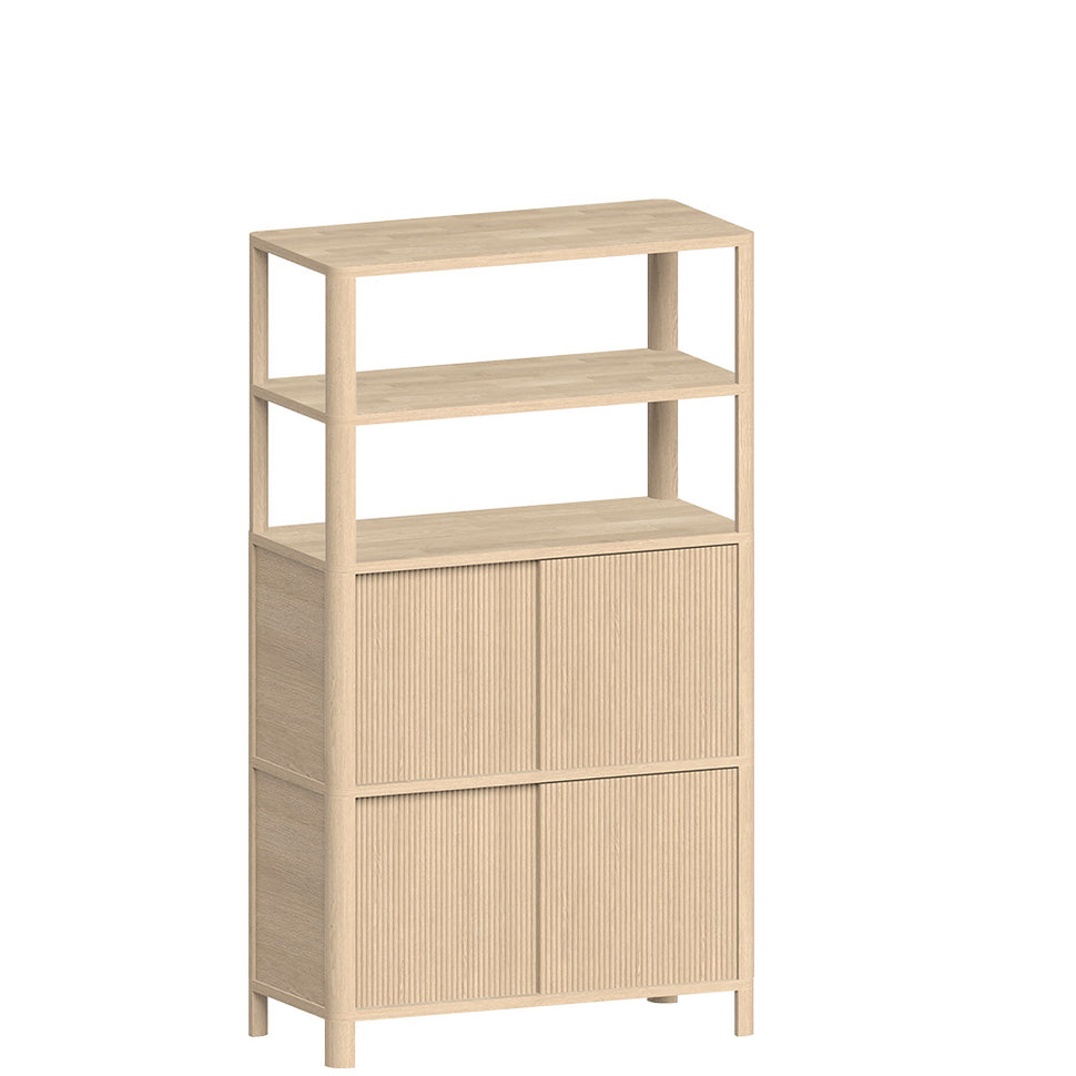 Cloe Modular Bookcase · White Pigmented Oak · Wooden Doors