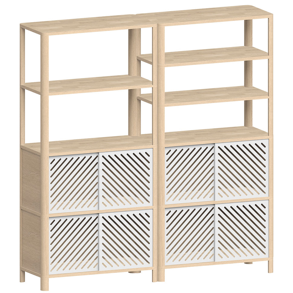 Cloe Wide Bookcase · White Pigmented Oak · White Metal Doors