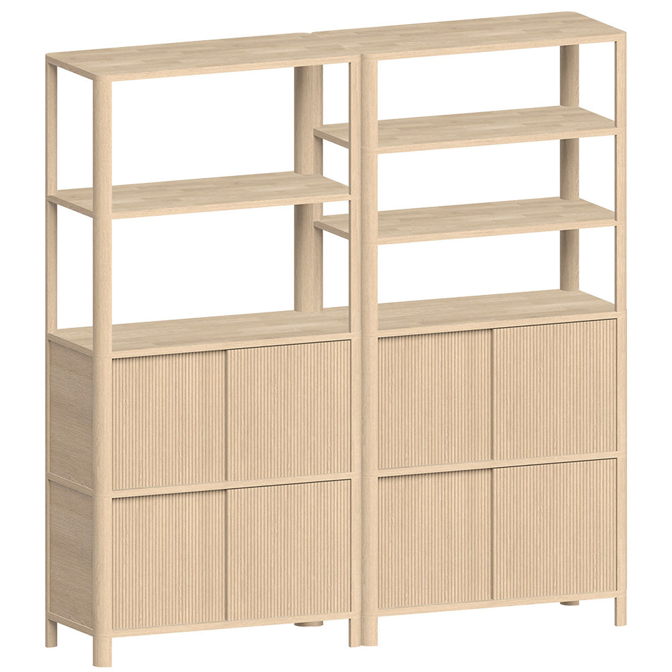 Cloe Wide Bookcase · White Pigmented Oak · Wooden Doors