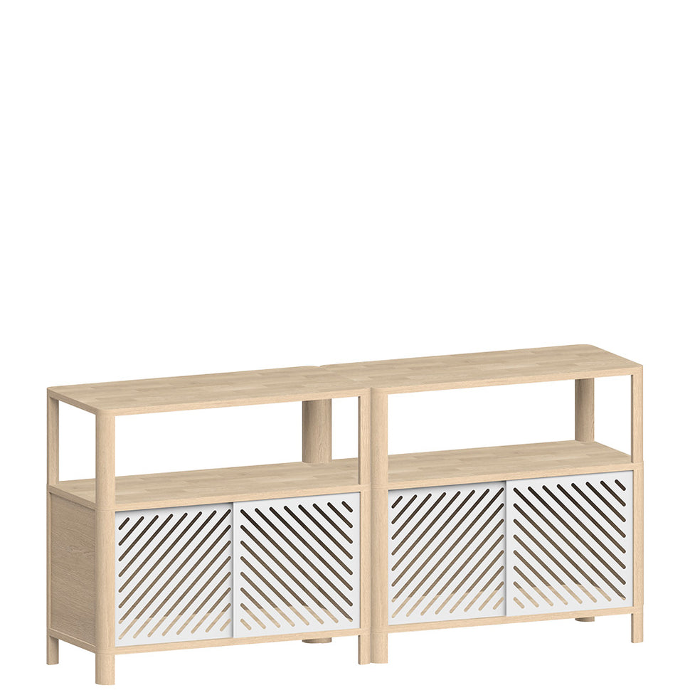 Cloe Low Sideboard · White Pigmented Oak · White Metal Doors