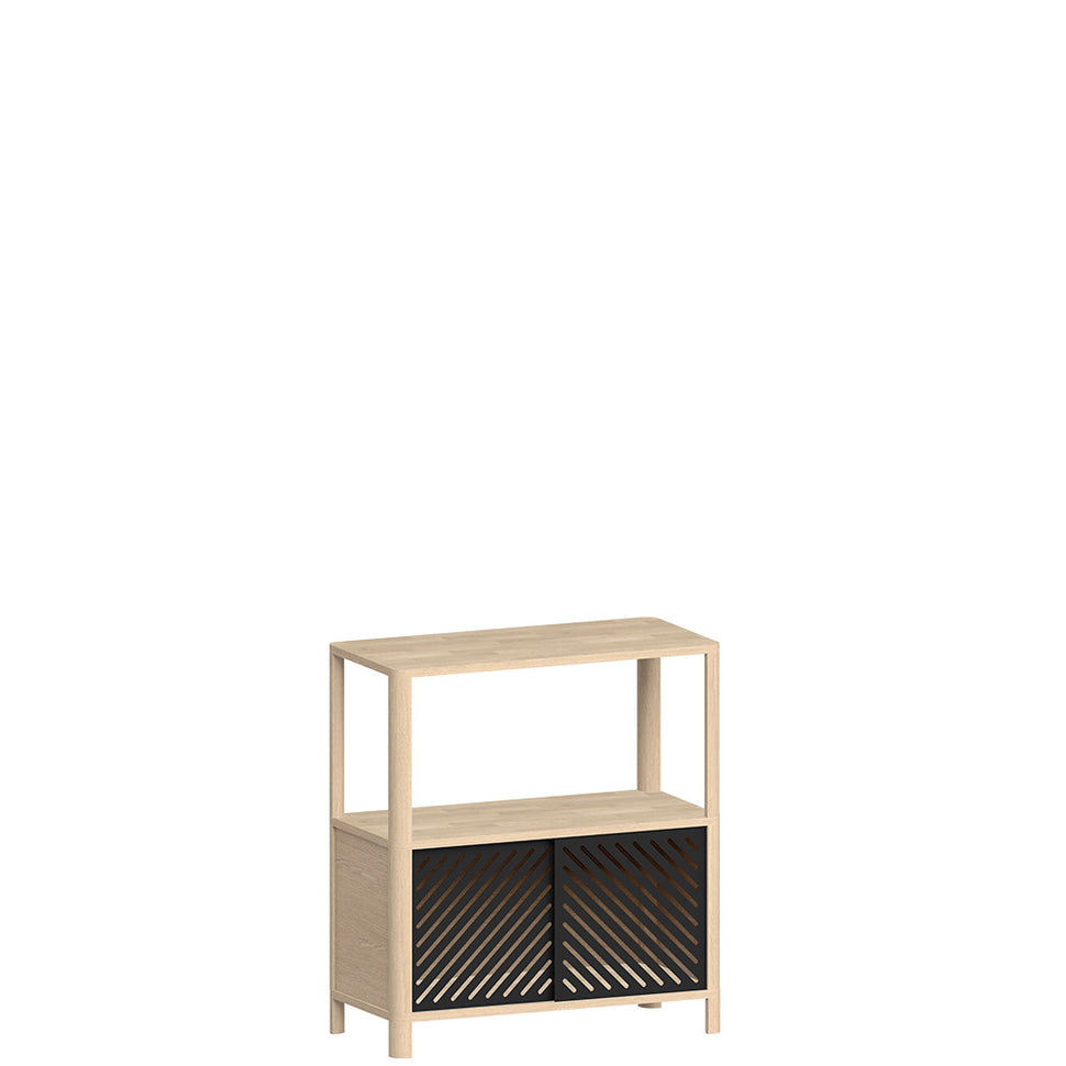 Cloe Small Sideboard · White Pigmented Oak · Black Metal Doors
