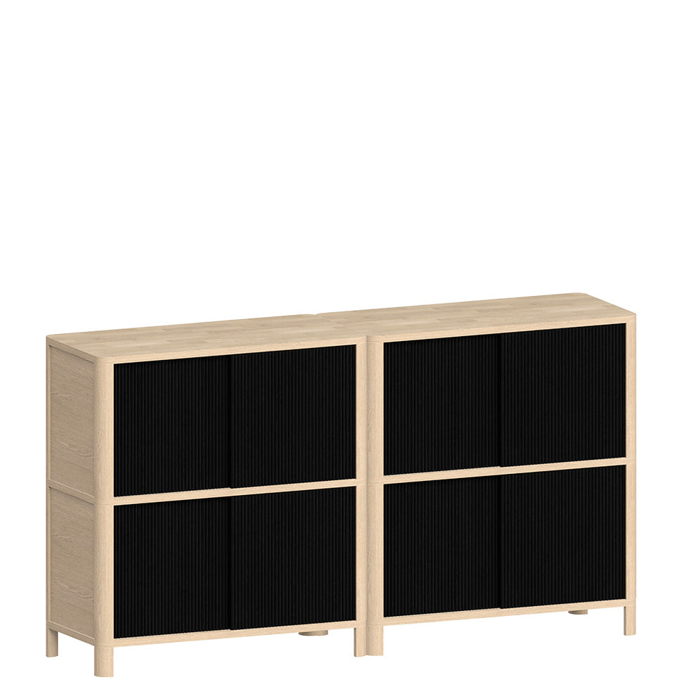 Cloe · Buffet en chêne blanchi avec portes noires
