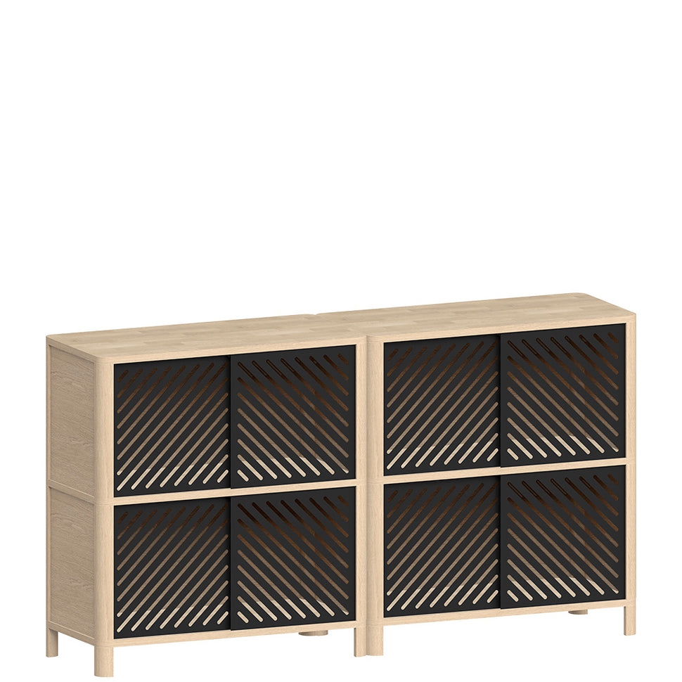 Cloe Sideboard · White Pigmented Oak · Black Metal Doors