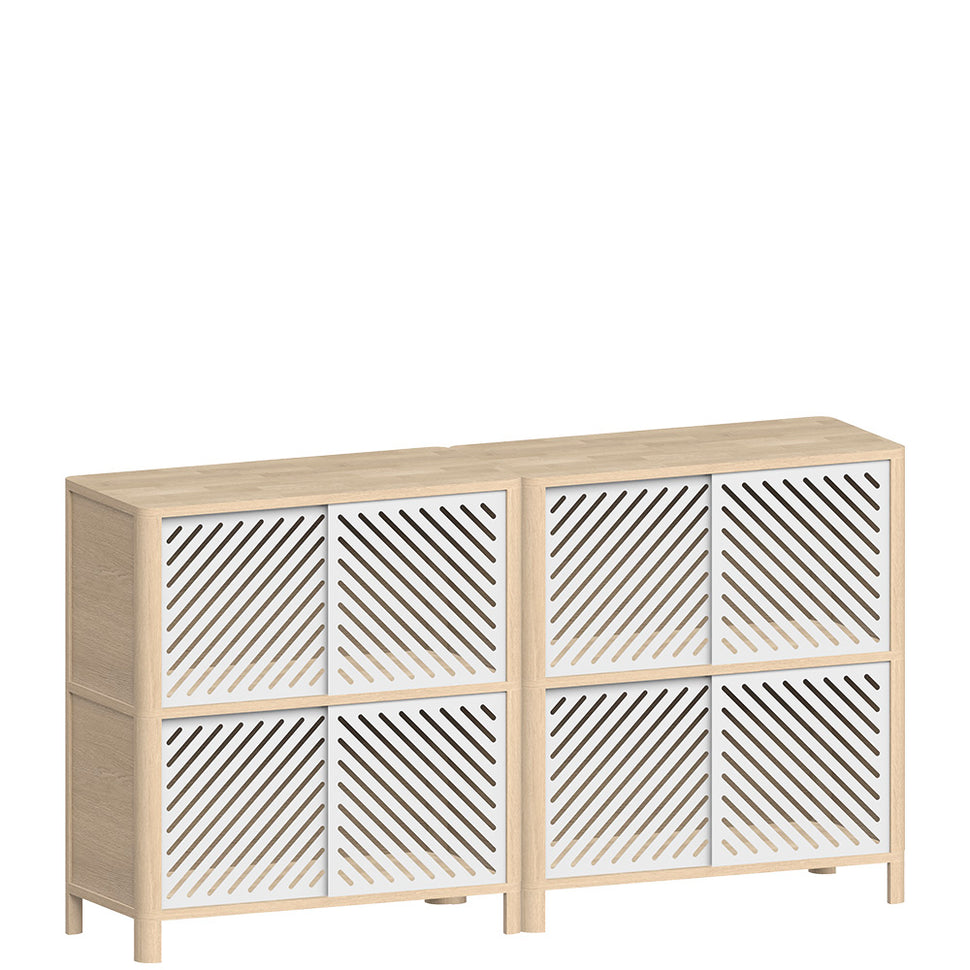 Cloe · Wit gepigmenteerd eiken dressoir met witte metalen deuren