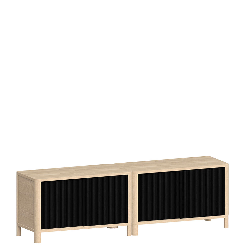 Cloe · Meuble TV en chêne blanchi avec portes noires