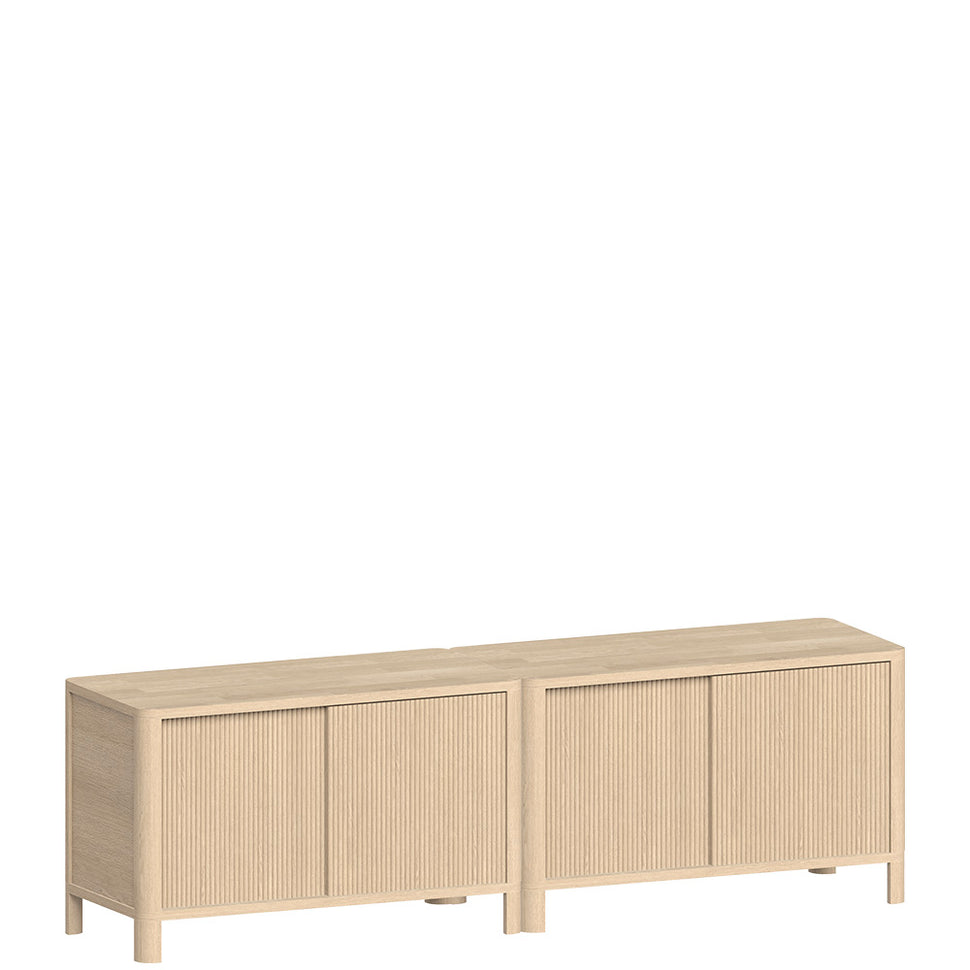 Cloe TV Stand · White Pigmented Oak · Wooden Doors