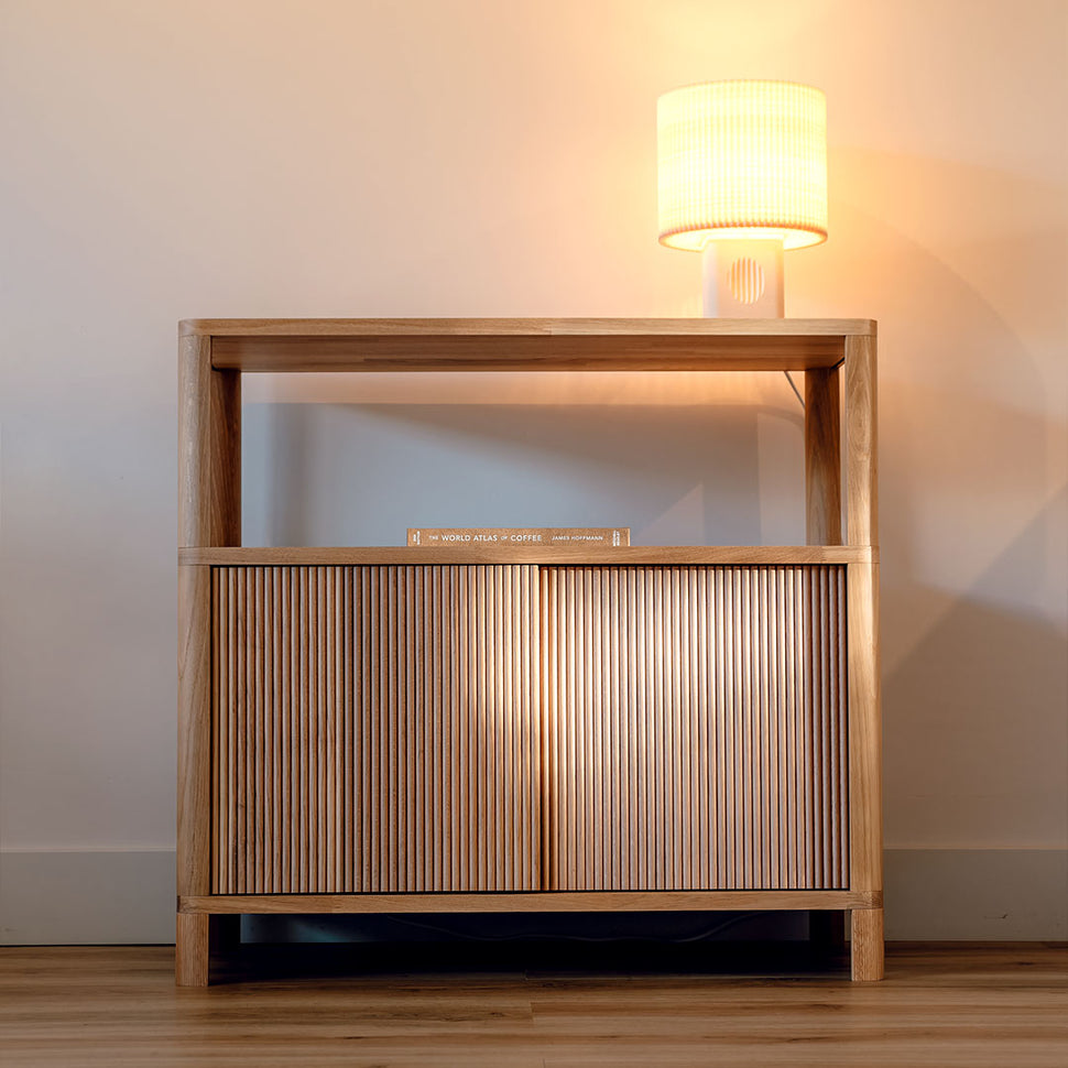Cloe Oak Hallway Storage Unit with Wooden Doors