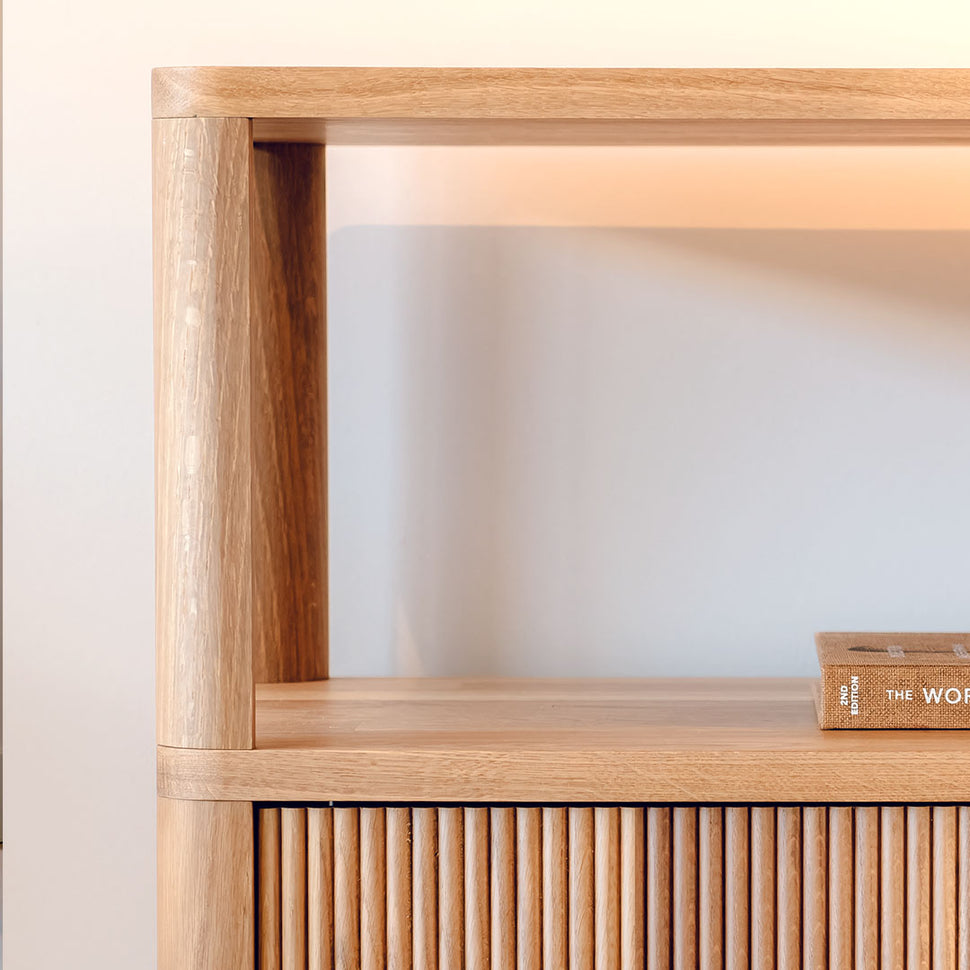 Cloe Oak Hallway Storage Unit with Wooden Doors