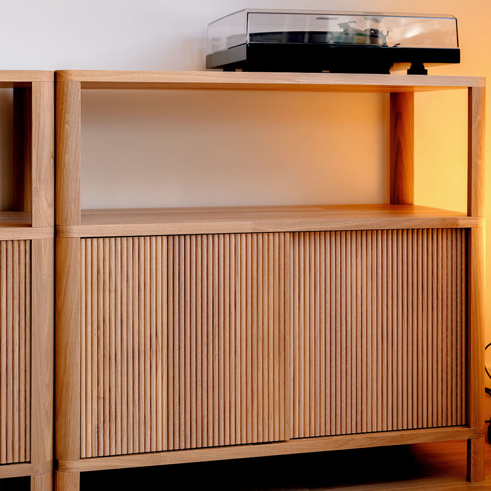 Cloe Oak Hallway Storage Unit with Wooden Doors