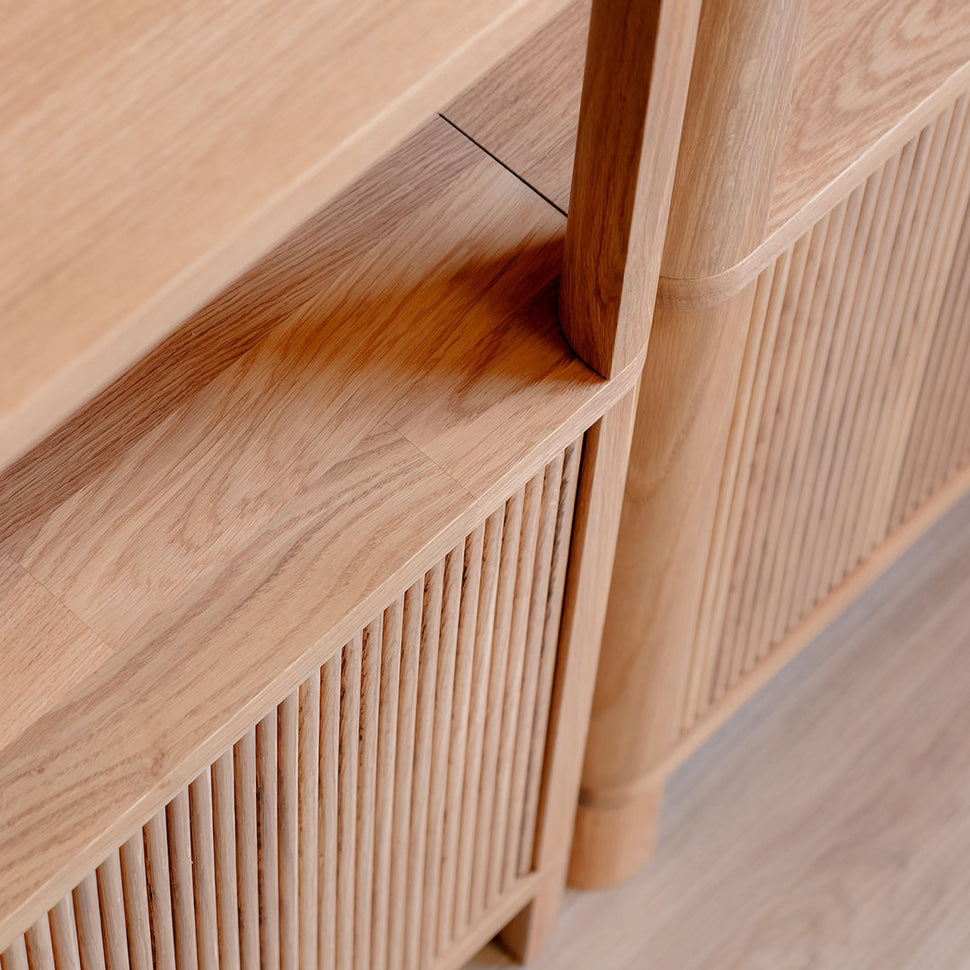 Cloe Oak Hallway Storage Unit with Wooden Doors