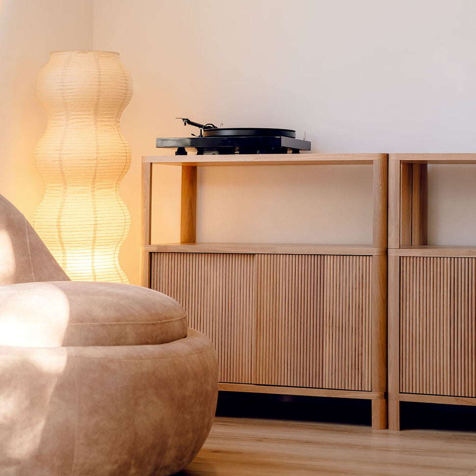 Cloe Oak Hallway Storage Unit with Wooden Doors