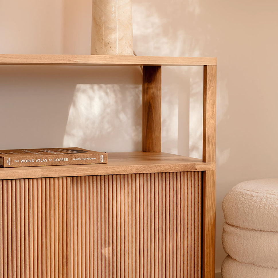Cloe Oak Hallway Storage Unit with Wooden Doors