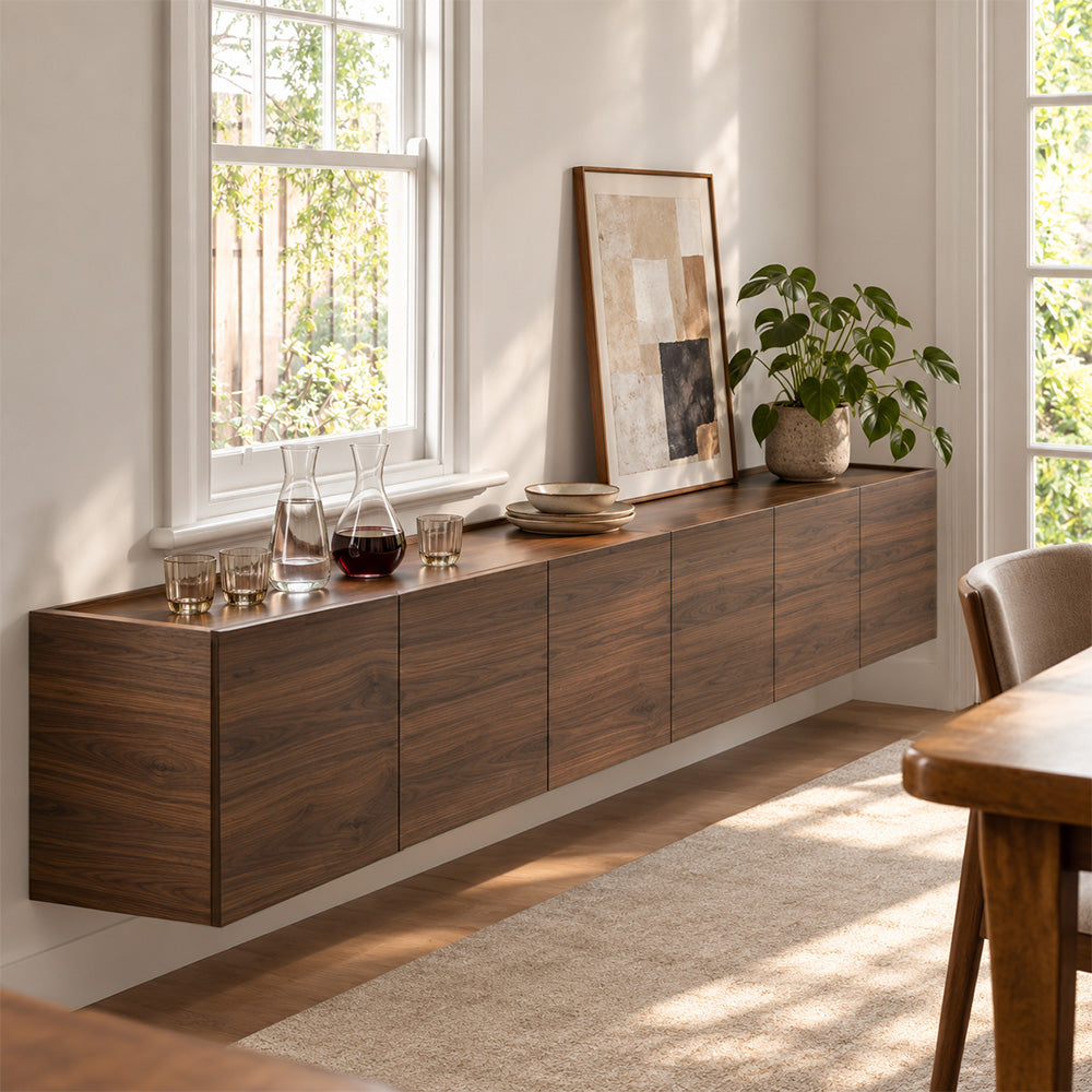 6XL Floating TV Unit in Walnut Decor | Dalea – Woodendot