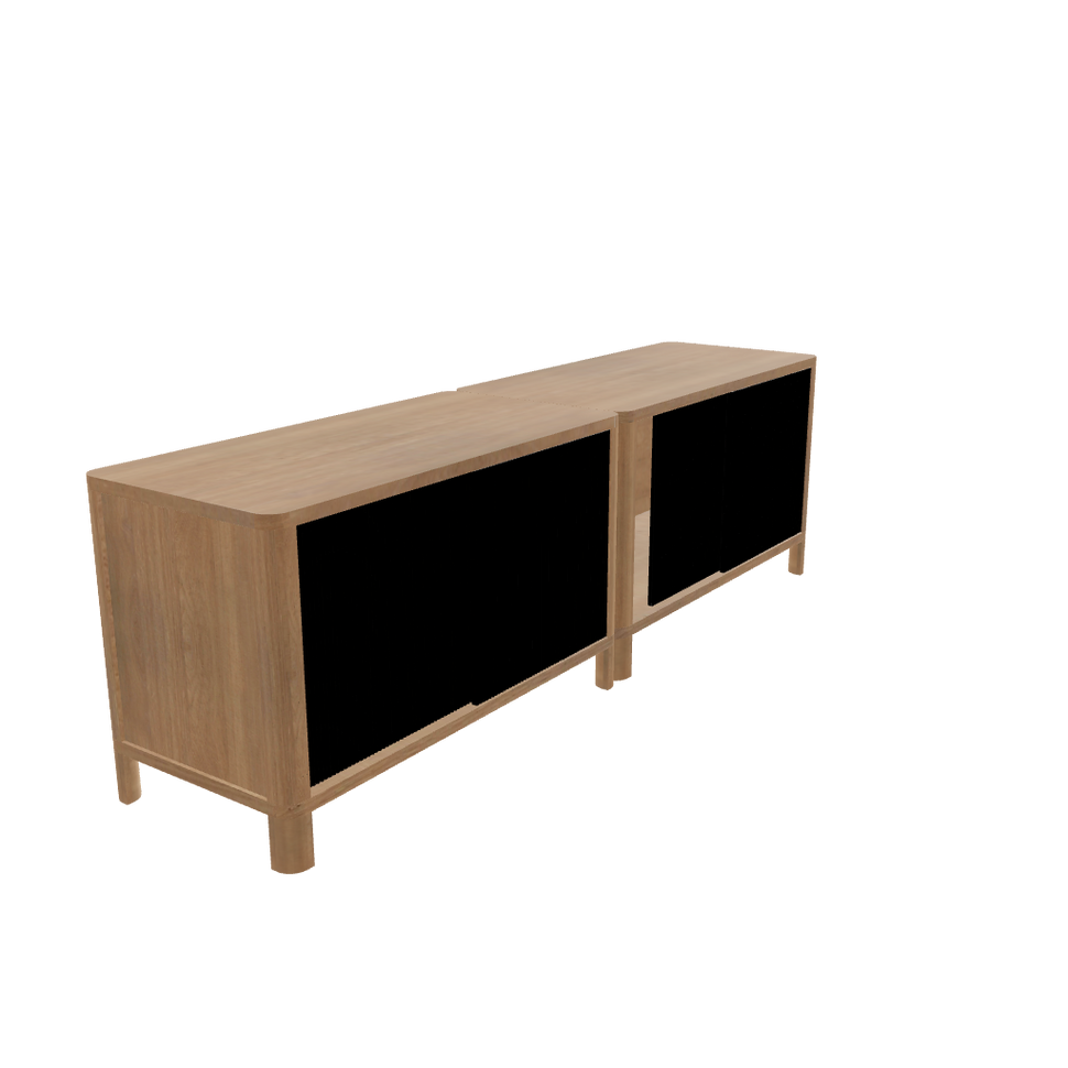 Cloe Mueble de televisión · Roble natural · Puertas de madera negra