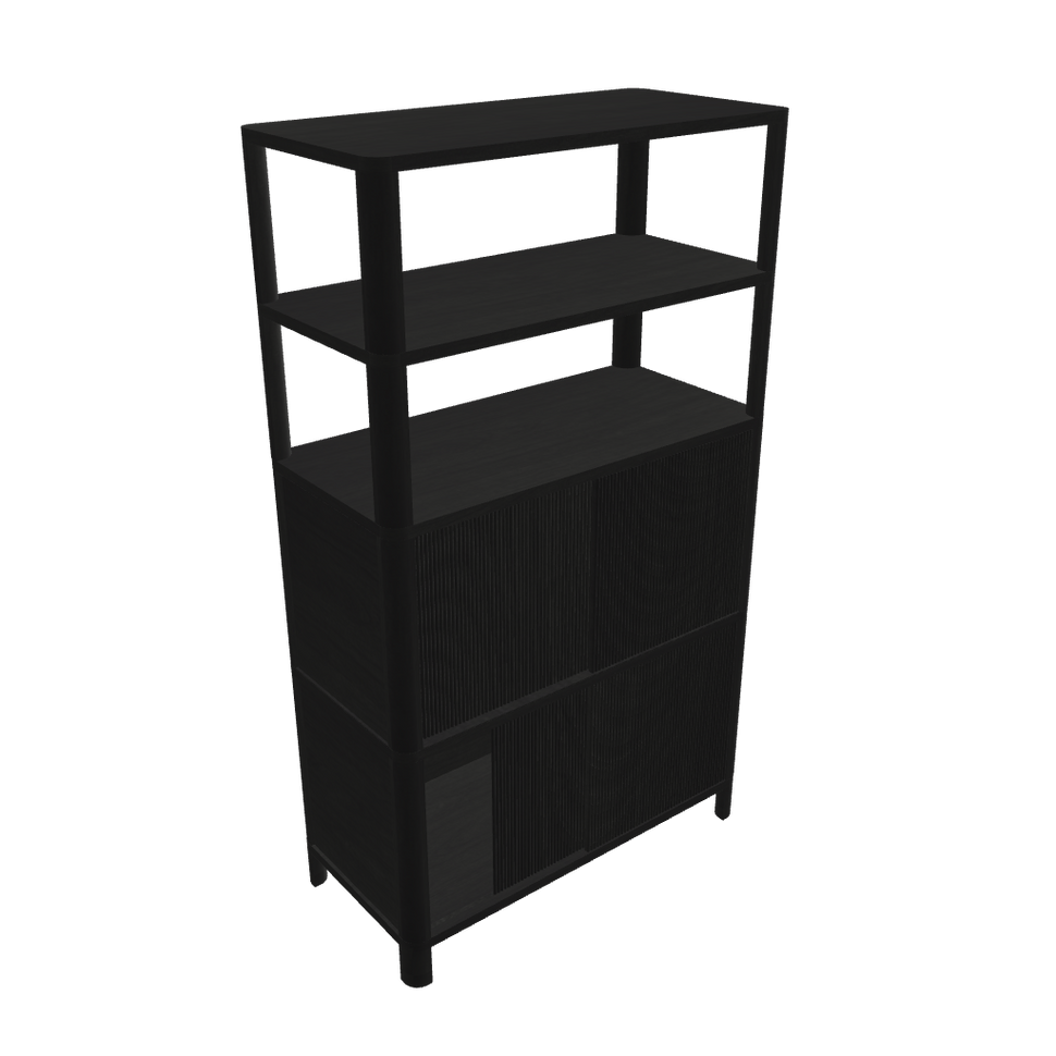 Cloe Modular Bookcase · Black · Black Wooden Doors