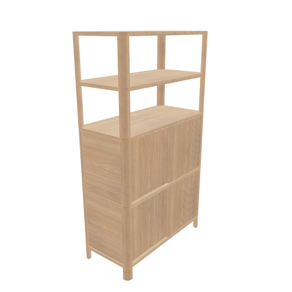 Cloe Oak Bookcase with Wooden Doors