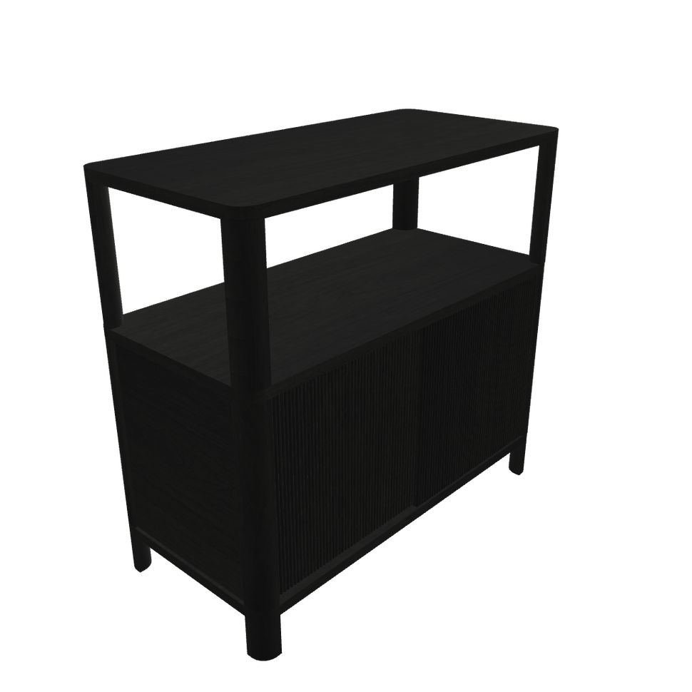 Cloe Small Black Storage Unit with Black Wooden Doors