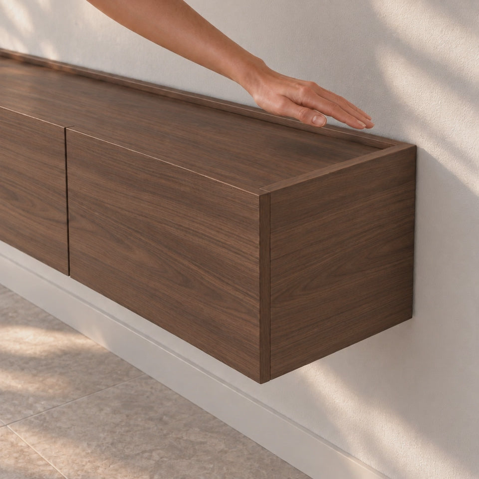 Dalea Zwevend Bureau op Maat · Naturel Walnoot – 2 Modules