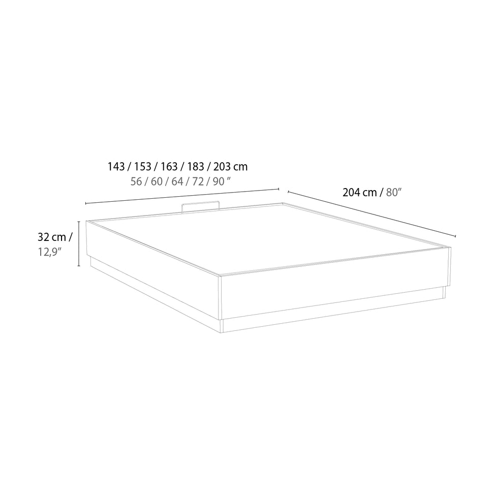 Stoa opbergbed met hefmechanisme · Walnoot Decor - 140 x 200 cm